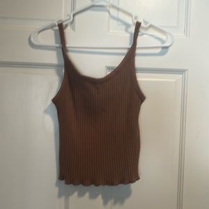 Brown crop tank top with ribs, size small